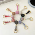 Wholesale Multicolor Rhinestone Crystal Ball Car Keychain Leather Strap Charm Pendant Key Ring Women Key Chains Fashion Jewelry