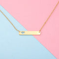 Laser Engraving Blanks PVD 18k Gold Plated Stainless Steel bar Necklace With Heart