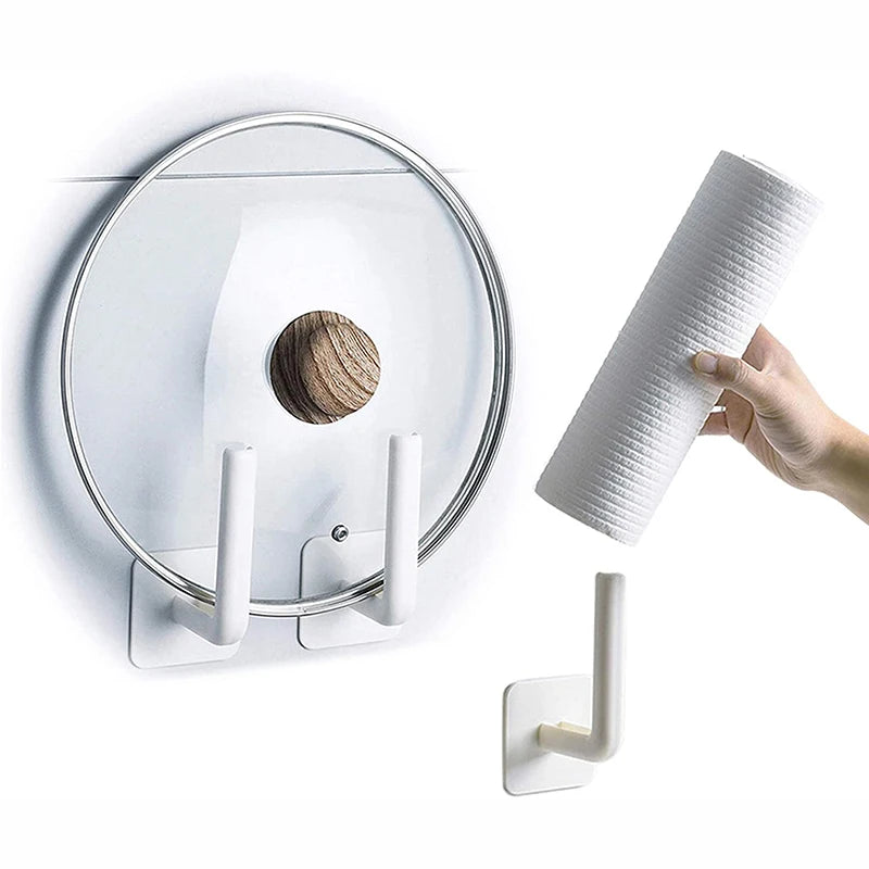 White Large Wall Hooks 15lb(Max) Kitchen and Bathroom Heavy Duty Self Adhesive Utility Hooks