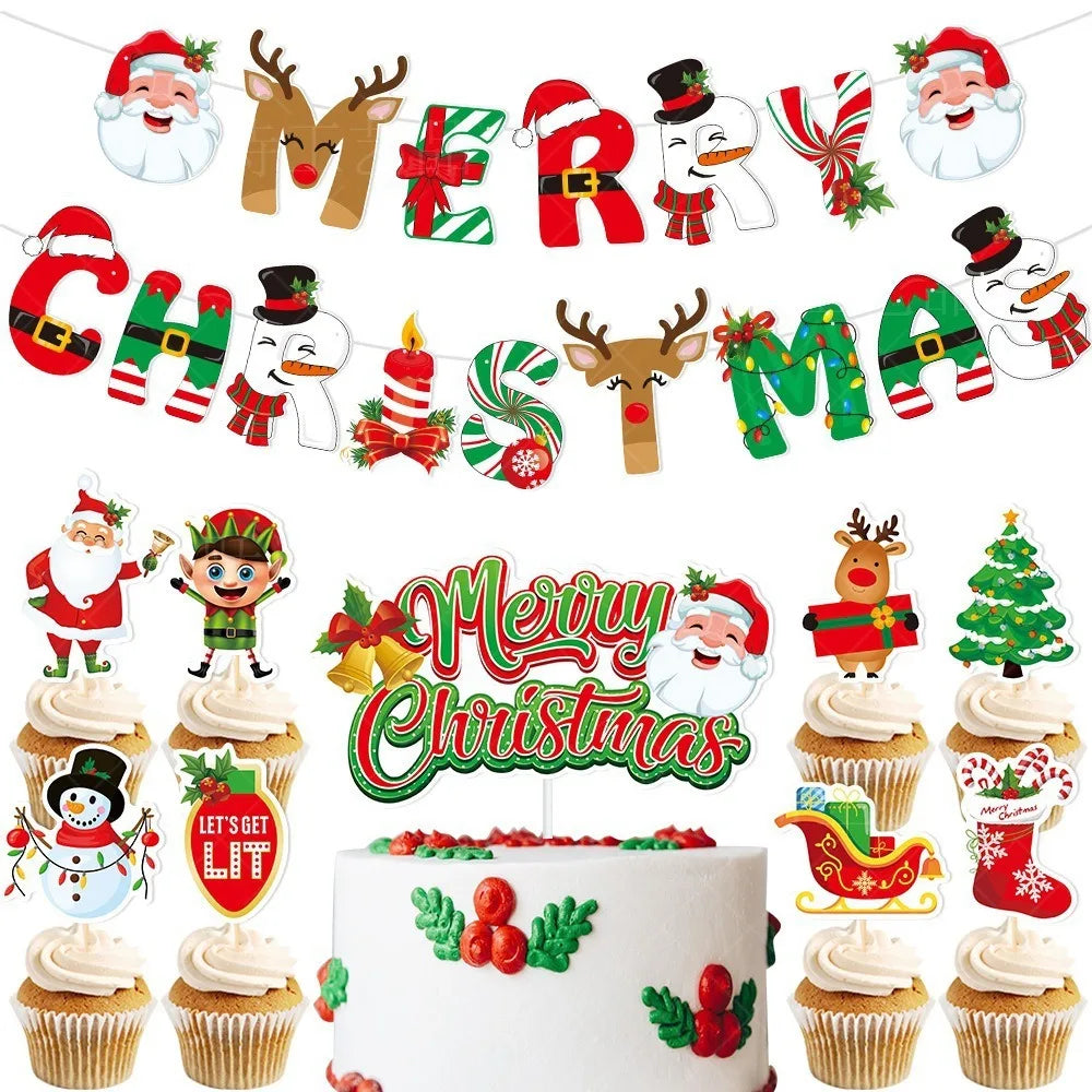 Wholesale Merry Christmas Banner Christmas Party Decorations for Home Office Party Fireplace Mantel
