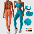 Joyyoung ODM/OEM New Sexy Training Apparel Seamless Ribbed High Impacted Bra Scrunch Shorts Yoga Sets Fitness Sports Clothing