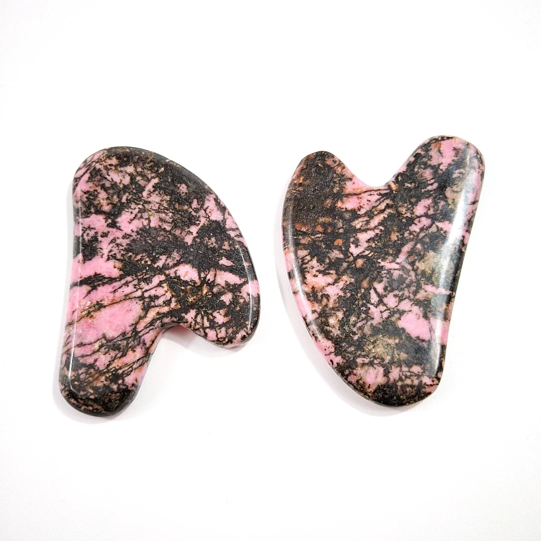 Huiying Reliable Heart Shaped Rhodonite Jasper Massage Guasha Massager Gua Sha Scraping Tool Guastone