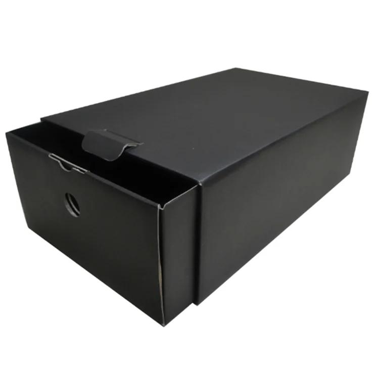 Bulk Custom Black Kraft Corrugated Rigid Box for Shoe Drawer Packing with Glossy/Matt Lamination Embossing UV Coating