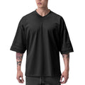 Men's Gym Jogging Sports V-Neck Compression T-Shirt Quick-Dry Breathable Workout Jersey Hip Hop Style Knitted Weaving Method