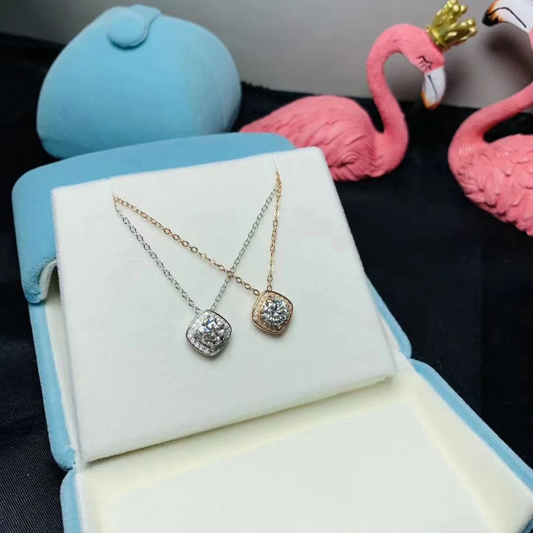 Hot Sale 925 Sterling Silver Best Friend Healing Choker Necklaces 2pcs Moissanite Pendants & Charms for Women