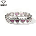 Top Icy 12mm Cute Baguette Heart Cuban Bracelet Gold Plated AAA Cubic Zircon Iced Out Square Diamond Heart Bangle for Couple