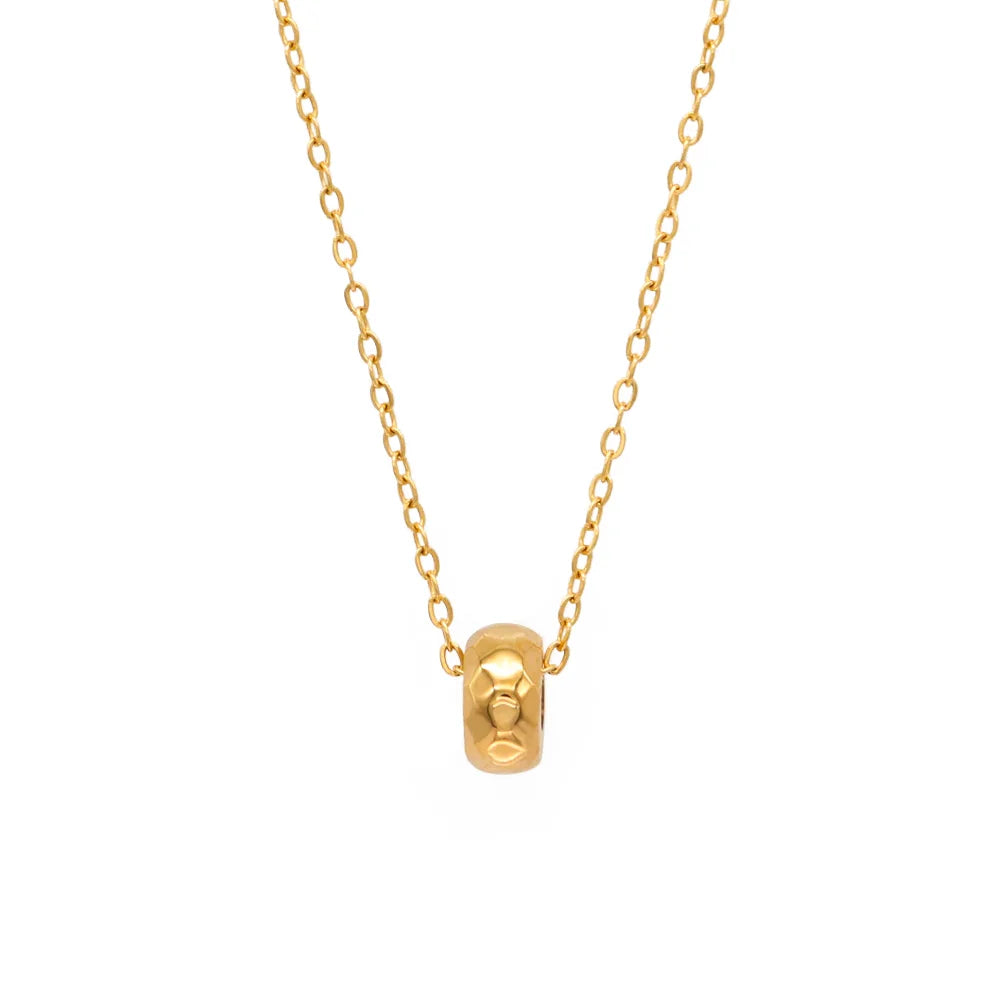 Chris April 316L Stainless Steel PVD Gold Plating Cutting Polyhedron Bead Lucky Charm Necklace
