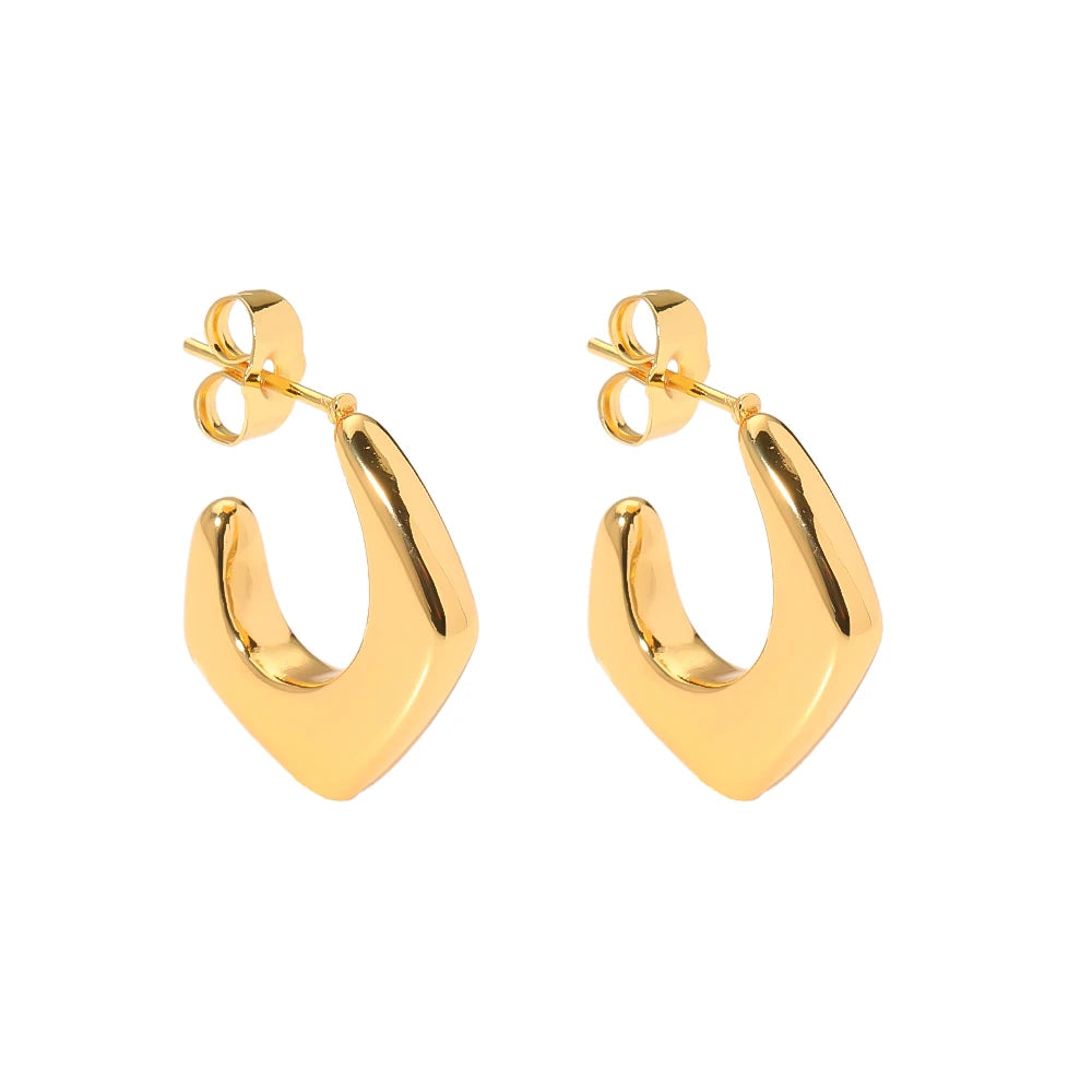 Non-Tarnish Stainless Steel 18K Gold Plated Zircon Trendy Geometric Square Hoop Earrings for Women Anniversary Gift