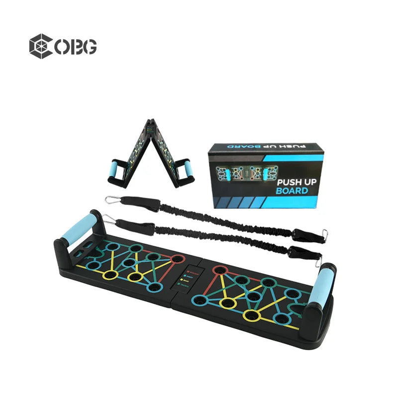 Wholesale Foldable Dip Stand Home Fitness Portable Multifunctional Push up Board with Resistance Bands