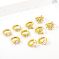 JUSNOVA Wholesale 18K Gold Stainless Steel Watchband Irregular Texture Flower Stud Earrings for Women