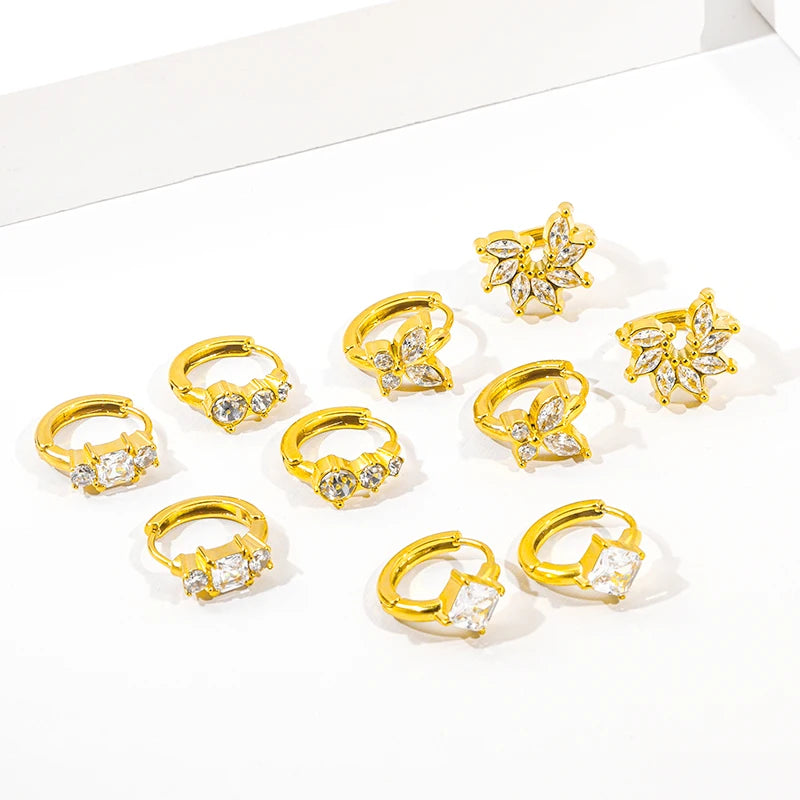 JUSNOVA Wholesale 18K Gold Stainless Steel Watchband Irregular Texture Flower Stud Earrings for Women