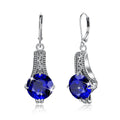 Vintage Baroque Art Filigree Fine Jewelry Bijoux Cocktail Party Sapphire 925 Sterling Silver Earrings for Women