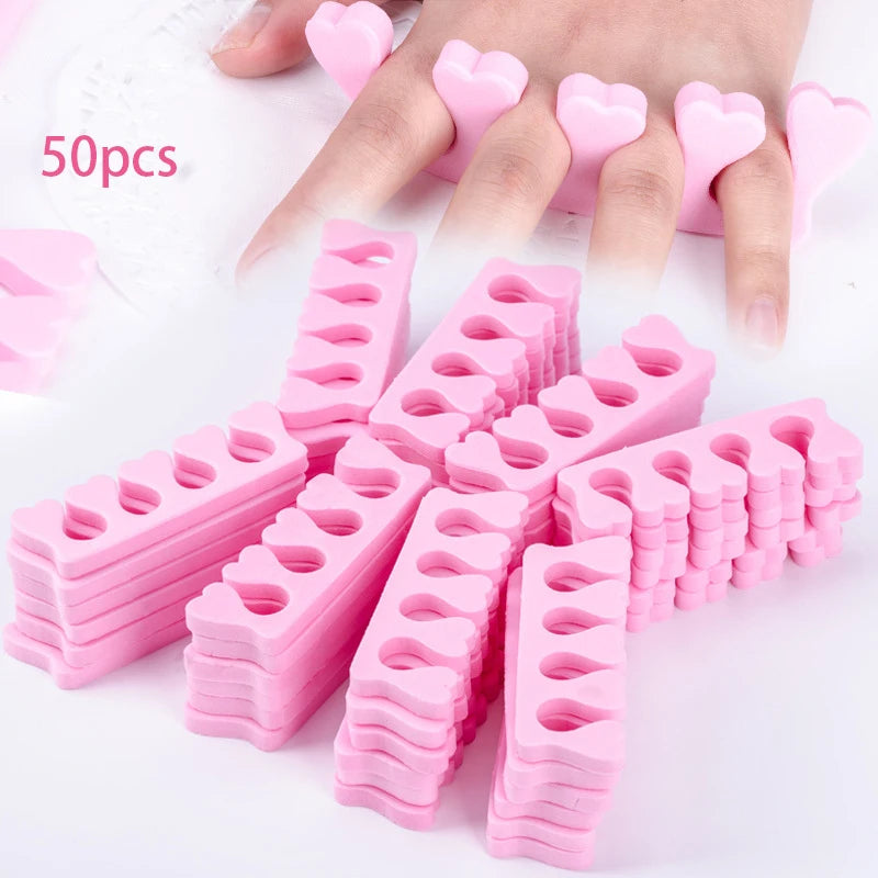 50pcs/Pack Nail Art Toe Separator Foots Sponge Fingers Separators Soft Gel UV Polish Nail Salon