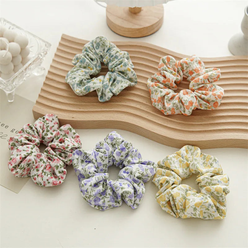 2024 Spring and Summer Fashion Elastic Hair Tie for Women Ponytail Holder Lovely Flower Hair Scrunchies Accessories