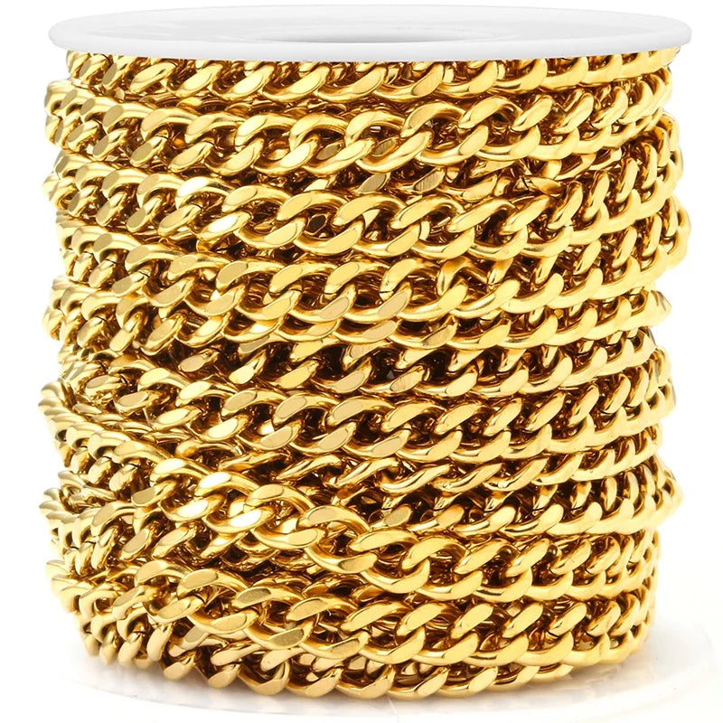 18k Gold Plated Chain Necklace Stainless Steel Chain Necklace for Diy Jewelry Bracelet Accessories Making