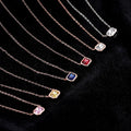 Minimalist Geometric Colorful Zircon Copper Pendant Necklace for Women Rose Gold Plated Choker Chain Jewelry Trendy Gift