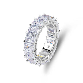 Luxury Rectangle a Row Cubic Zirconia 925 Sterling Silver Jewelry Wedding Engagement Rings for Women