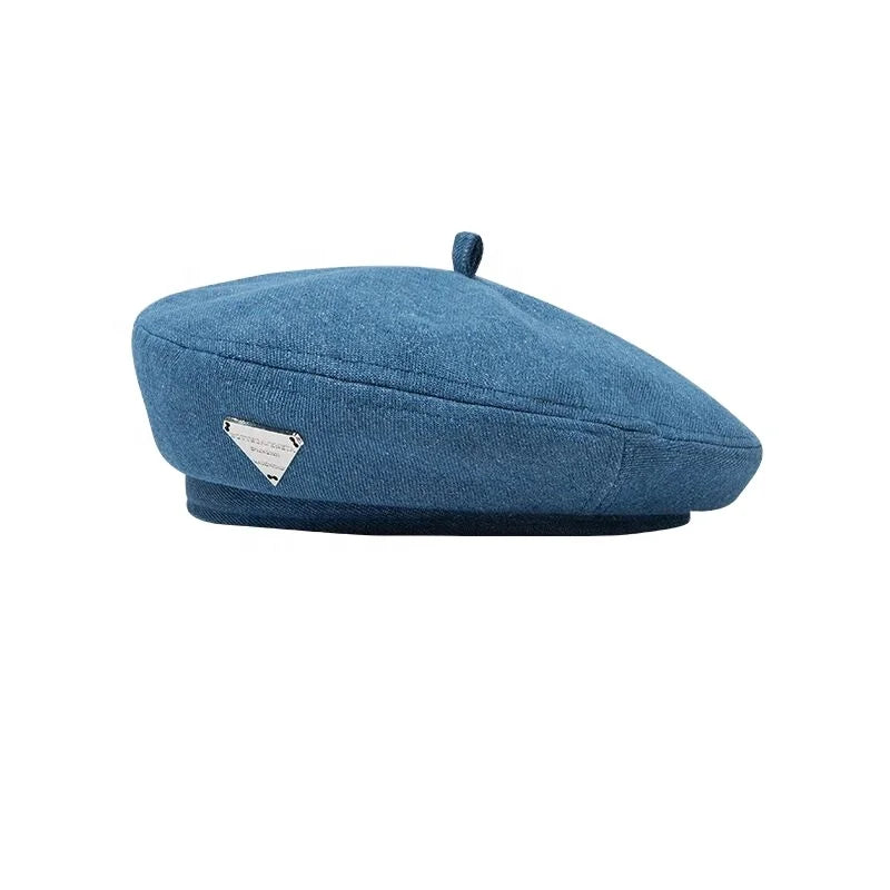 New Fashion Women Blue Denim Beret Hat Summer Cotton French Artist Tam Beanie Cap