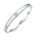 Simple Diamond 925 Sterling Silver Double Layered Bangle for Women Wholesale