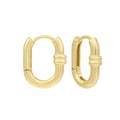 18K Gold Plated Thick Geometric 925 Silvler Earrings Women U Shape Gold Hoop Earrings