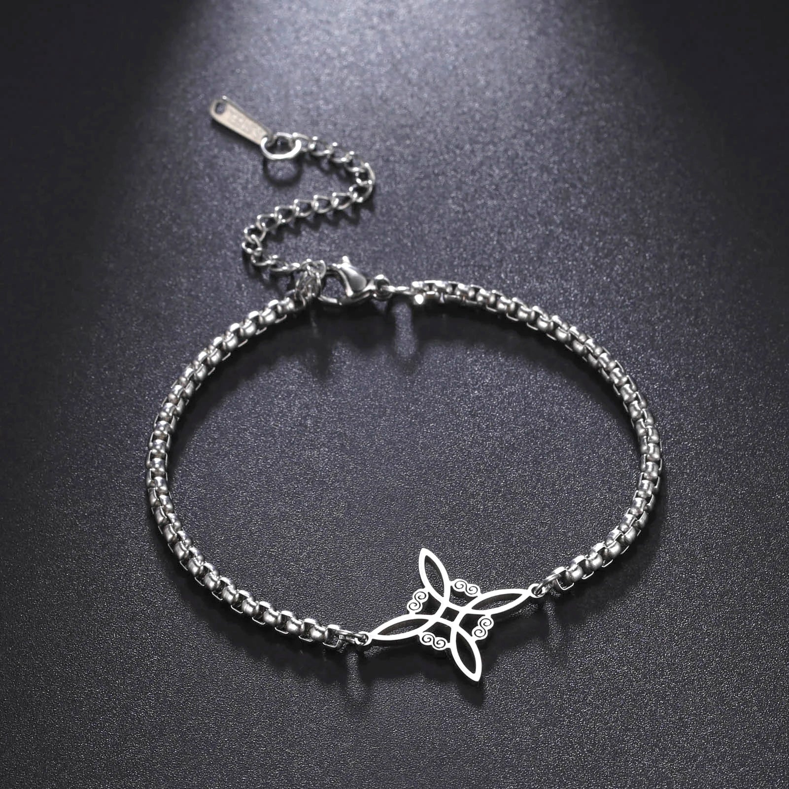 Myshape Witchcraft Witch Knot Charm Bracelet Women Stainless Steel Box Chain Bracelets on Hand Wicca Amulet Jewelry Gift 2022
