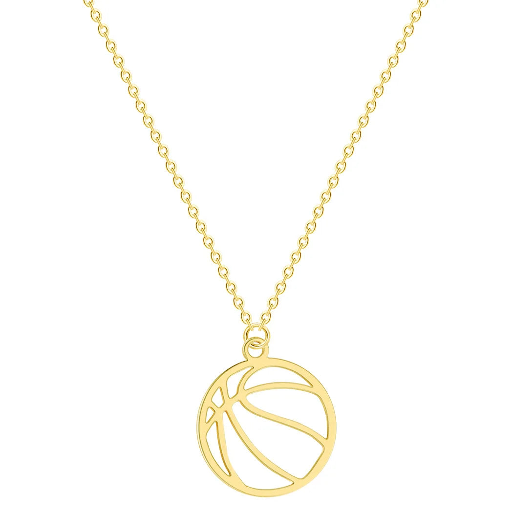 High Quality Sports Accessories Tri-color Stainless Steel Necklace Statement Basketball Pendant Necklace Gifts for Women