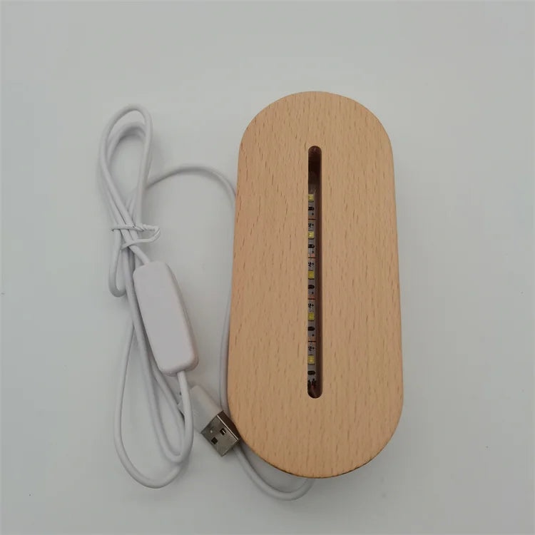 Hot Sale Minimalist 3D Acrylic Wooden LED Nightstand Lamp USB Rechargeable Dimmable Warm Light Living Room Decor 2-Year Warranty