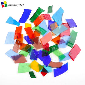 1000g Transparent Multi Colored Mixed Stained Glass Scraps Red Blue Yellow Green Blend Traditional Design for Room Use