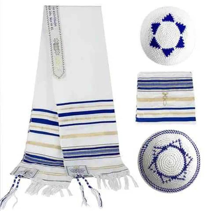 Factory Stock Prayer Scarf 52*180CM Prayer Shawl Set with Small Round Hat