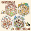 3pcs/pack Ancient Style Scene Series of Scenery Stickers 3D Stereoscopic Stacking Free DIY Handmade Scene Decoration Stickers