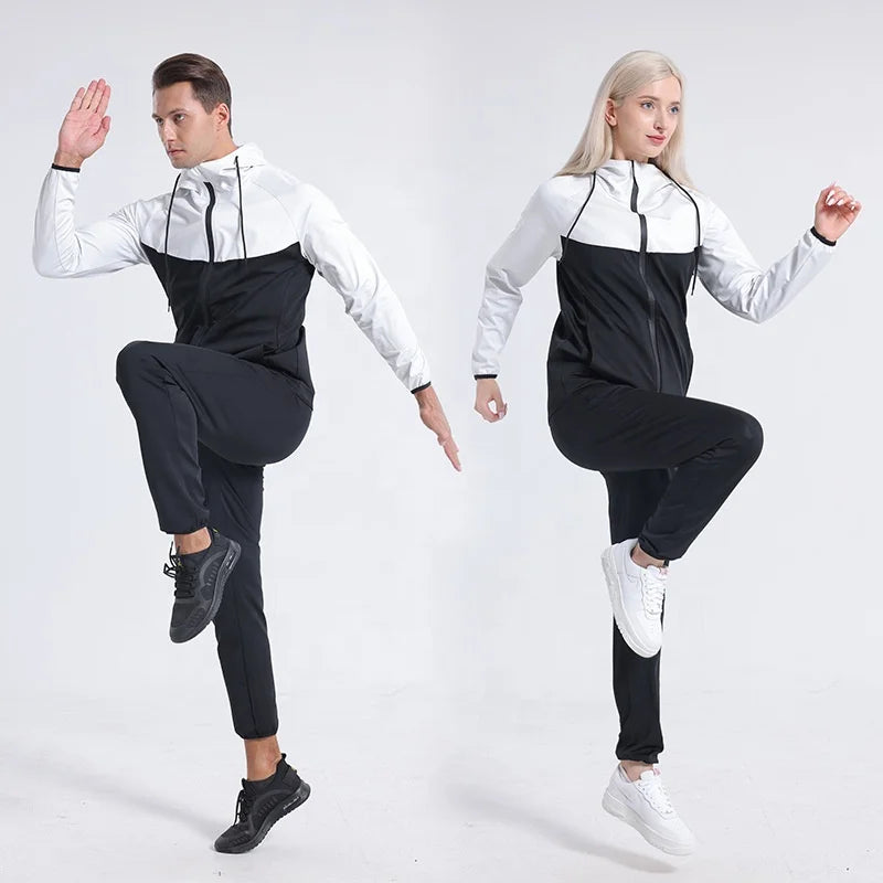 Hot Sale Sweatwear New Sports Fitness Clothing Couple's Hooded Cardigan Set Sauna Sweatwicking Sports Set