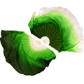 Unisex Oriental Belly Dance Training Accessory Bright Green Gradient Fans with Silk Veil for Dancewear