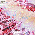 Nanyee Textile 9+18mm Big Dot Girls Striped Pink Shiny Sequin Fabric Dresses