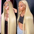 34 36 38 40 Inch Brazilian Human Hair Wigs 360 Full Lace Bone Straight Human Hair Lace Front 13x4 Frontal Blonde 613 HD Lace Wig
