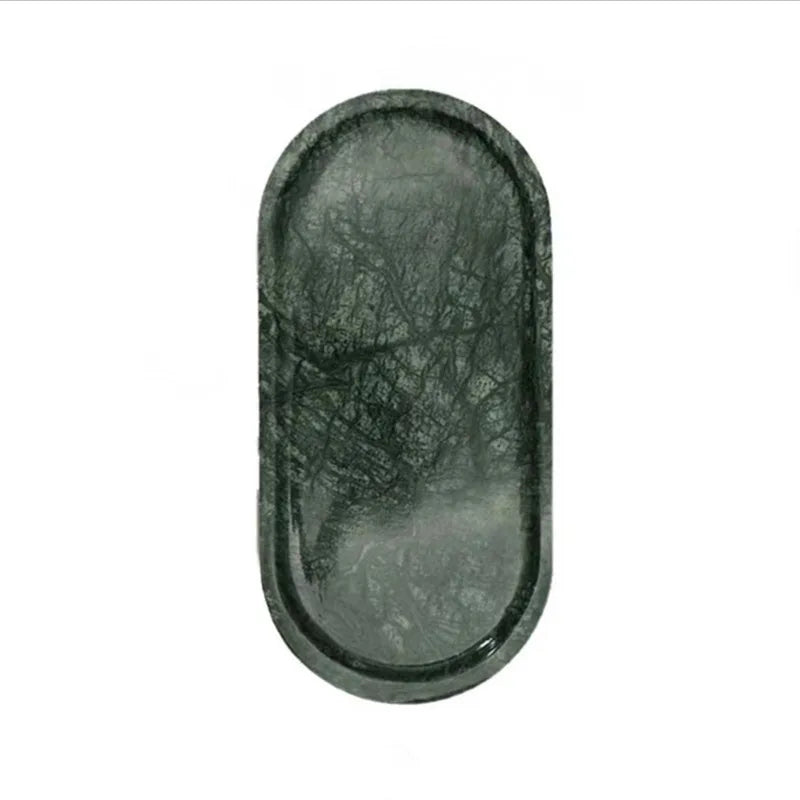 Popular Natural Marble Stone Cosmetic Plate Jewellery Tray Oval Shape Natural Marble Tray Jewelry Food Dessert Storage Tray