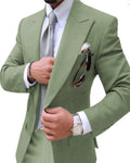 Winter 2025 Fashion Design Men Suits Top Lapel Grass Green Coat Men Slim Fit blazer for Wedding Tuxedo Custom Made 2 Pieces