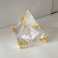 Top Selling Eco-Friendly Quartz Crystal Pyramid Paperweight with Metal Stand Customizable Size Clear Egyptian Design Gift Box