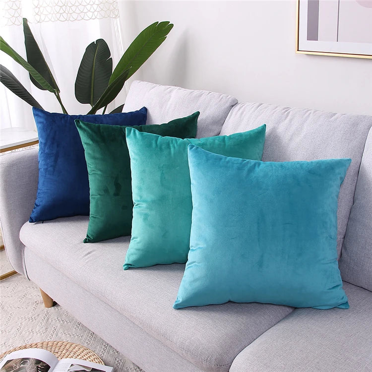 Hot Sale Plain Canvas Dyed Pillow Cases Solid Color 100% Cotton Velvet Blank Decorative Cushion Covers /