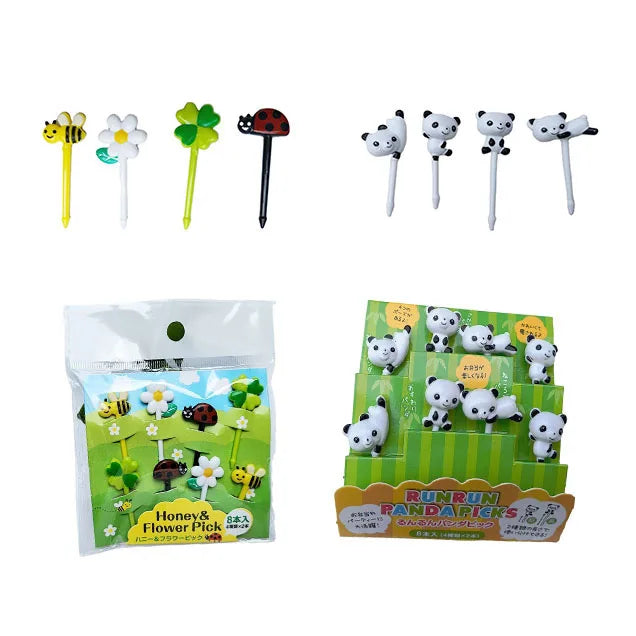 Wholesale Cute Animals Shape 8pcs/set  Fruit Picks for Kids Mini Tenedores Bento Decorating Forks