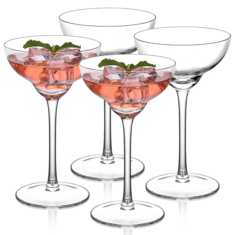 Clear Stemmed Coupe Cocktail Goblets Traditional Margarita Cocktail Glasses