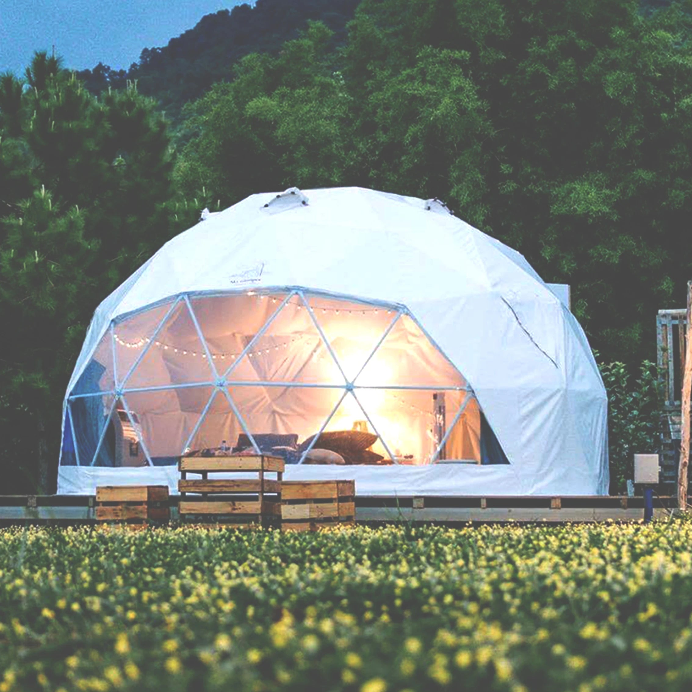 Outdoor Garden Igloo Glamping Camping Black Dome Tent