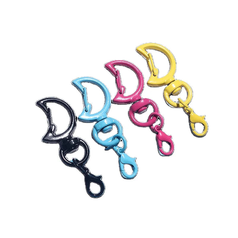 Wholesale 16mm*51mm Moon-Shaped Spray Paint Metal Key Buckle With Lobster Clasp Key Chain Metal Crafts Hardware Accessories