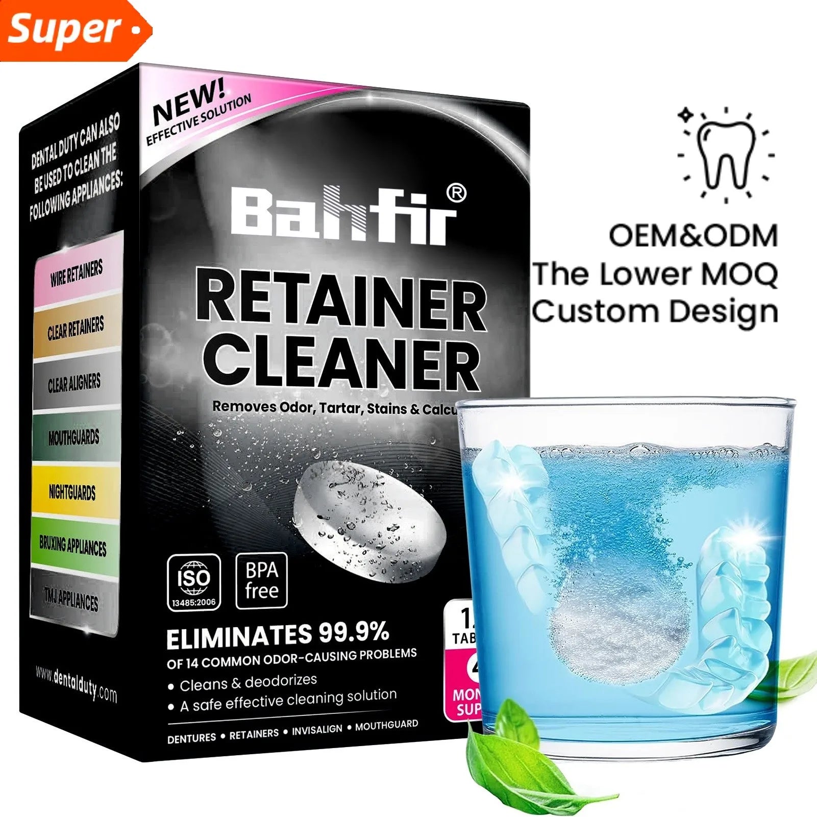 CE Denture Cleaning Tablet Teeth Whitening Effervescent Dental Cleaning Tablet Retainer Cleaner Aligners Cleanser
