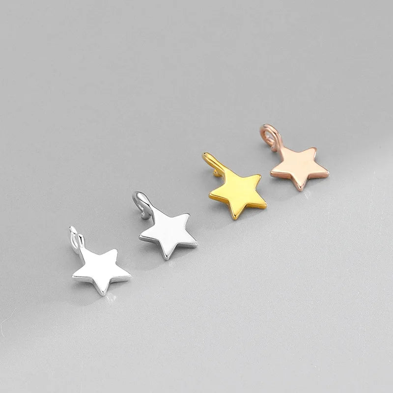 Mini Gold Plated 925 Sterling Silver Star Pendant With Jump Ring Star Charm for Jewelry Making Supplies Wholesale
