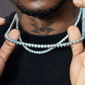Luster Jewelry GRA Certified Necklace 925 Silver 5mm/6mm Natural Blue Green Moissanite Tennis Chain