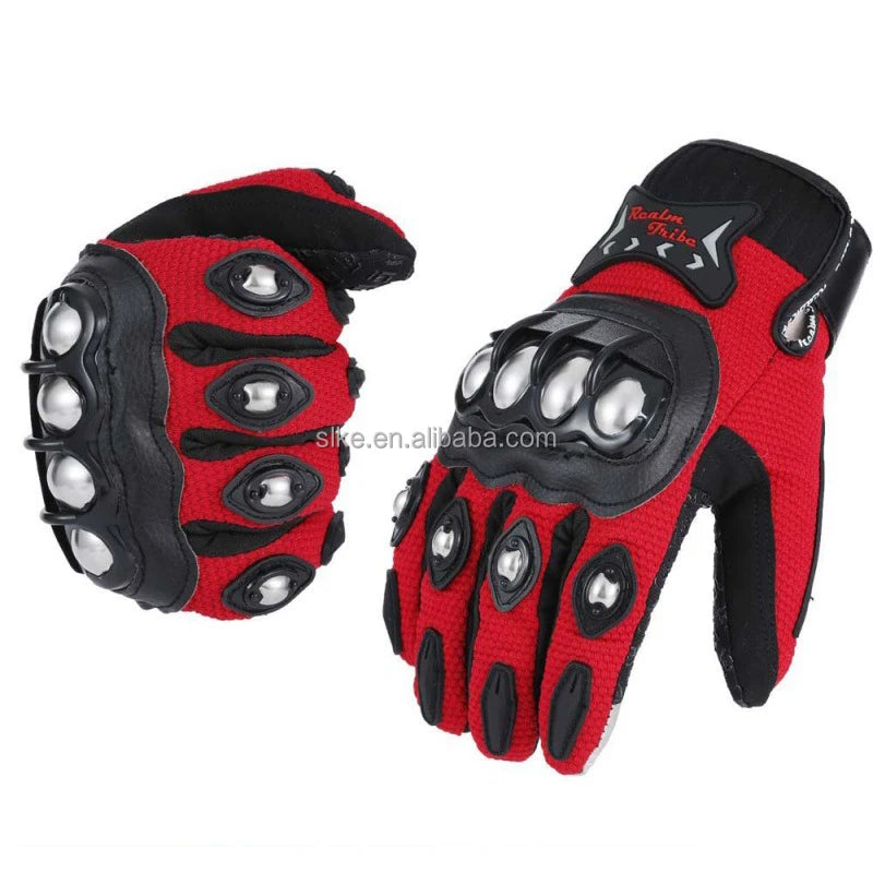 SLKE Motorcycle Stainless Steel Alloy Protective case Off-road Racing Anti-fall Gloves Riders Full Finger Gloves