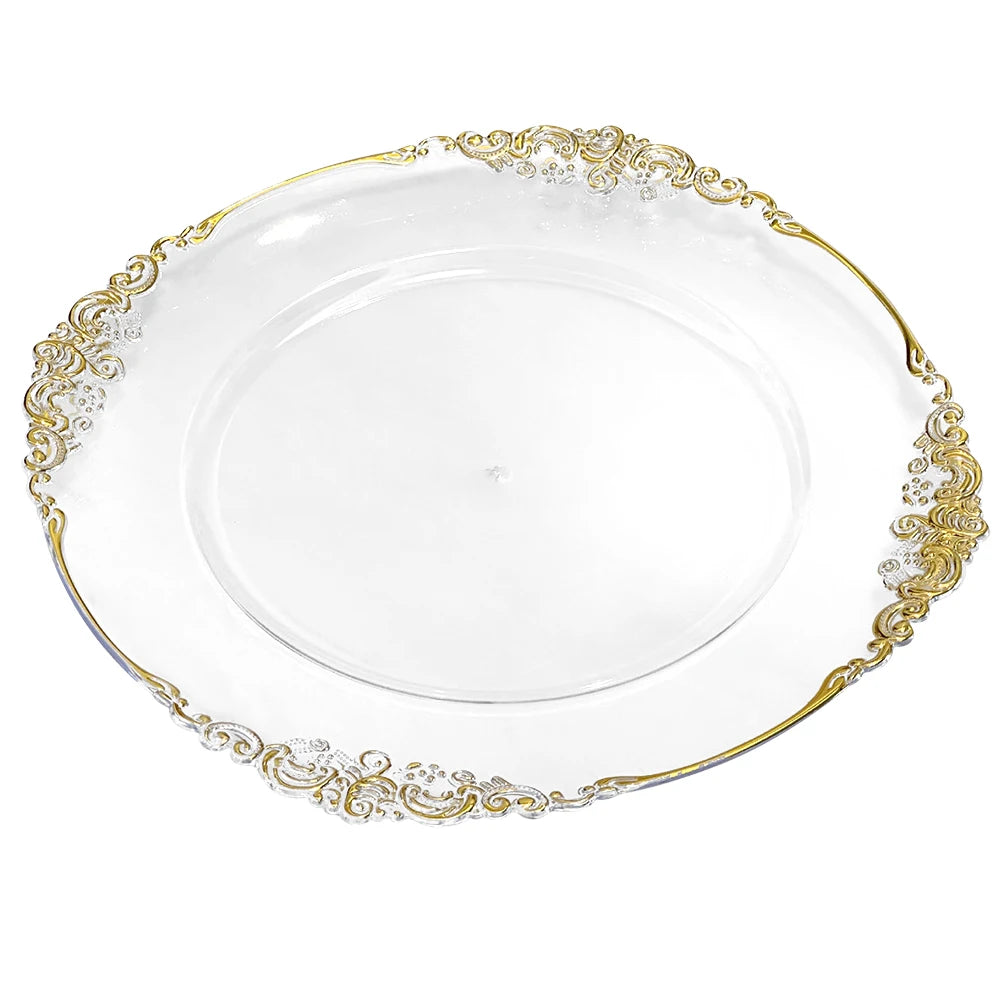 Bulk Luxury Custom Wholesale Plastic Silver Gold Plate Charger Plates for Dining Wedding Dinner Plates