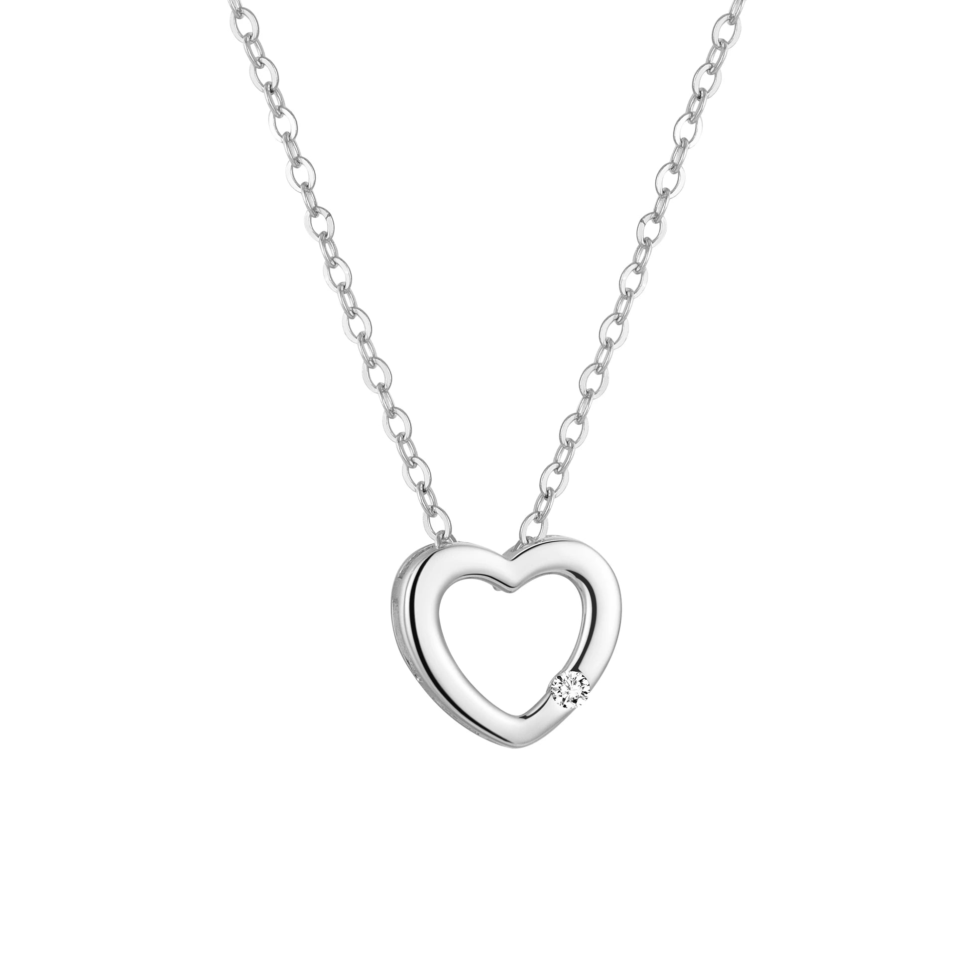 Simple Heart Necklace 925 Sterling Silver CZ 18K Gold Plated Hollow Pendant Necklace for Women Gift Fine Jewelry Wholesale