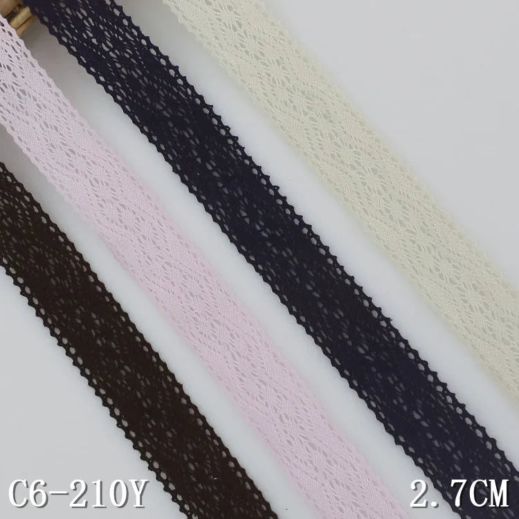 Wholesale 2.6cm Pink Beige Crocheted 100% Cotton Border Lace Trim for Swiss Lace Fabric for Women Eco-Friendly Dress Accessories