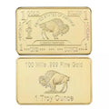 Custom Antique Old Coins 1 Troy Ounce .100 Mils Gold Plated Buffalo Bars Coin